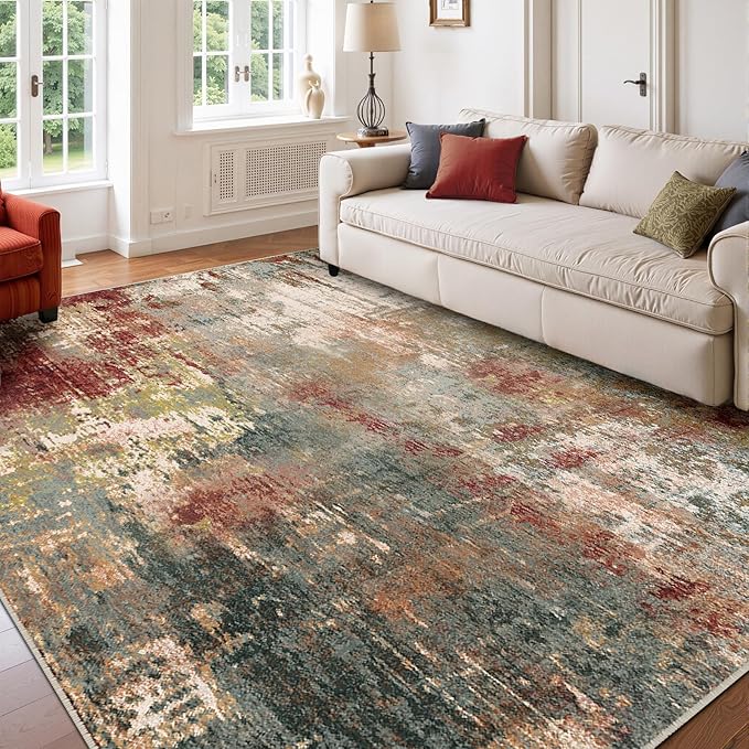 RELEANY Washable Area Rugs 9'x12' Non-Slip Modern Abstract Soft - Image 8