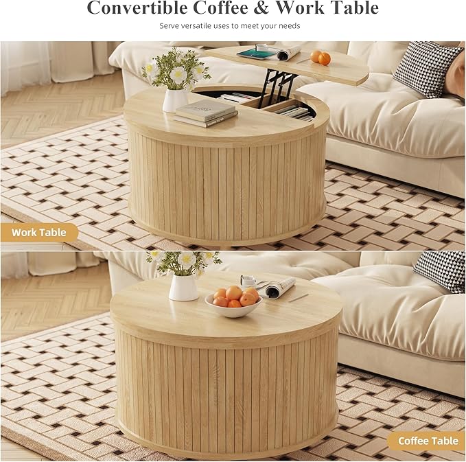 Easyego Lift Top Coffee Table for Small Spaces, 31.5" Mid-Century Modern Wooden - Image 5