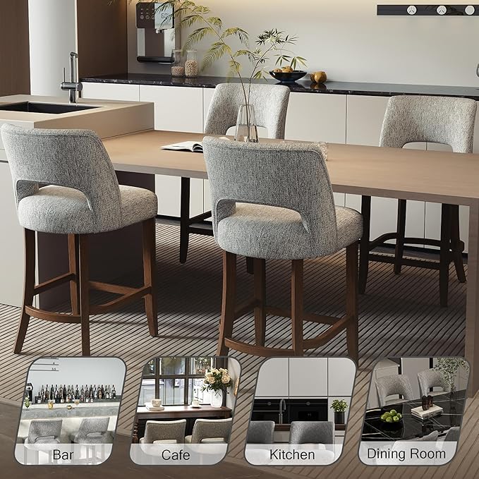 VKNOW Bar Stools Set of 2, Modern Counter Stools - Image 7