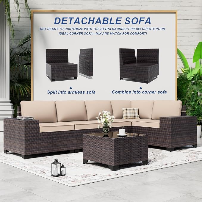 Outdoor Patio Furniture Set, 12 Pieces Outdoor Sectional Furniture High - Image 7