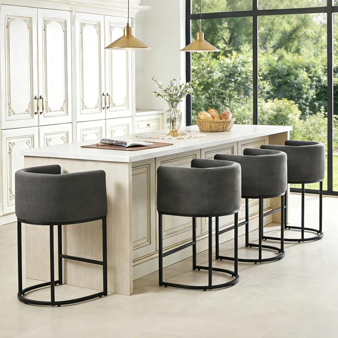 ClinQ 26" H Counter Height Bar Stools Set of 2, Modern Barrel Counter Stools - Image 6