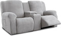 Recliner Loveseat Covers with Console, Stretch Geometric Strokes Jacquard by Unknown