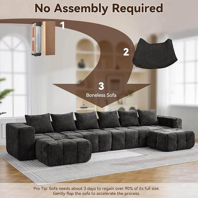 119" Boneless U-Shaped Sofa Couch - Image 6
