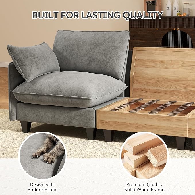 Ihanherry 141" Oversized V-Shaped Modular Sectional Couch, 9-Seater Cloud Sofa - Image 5