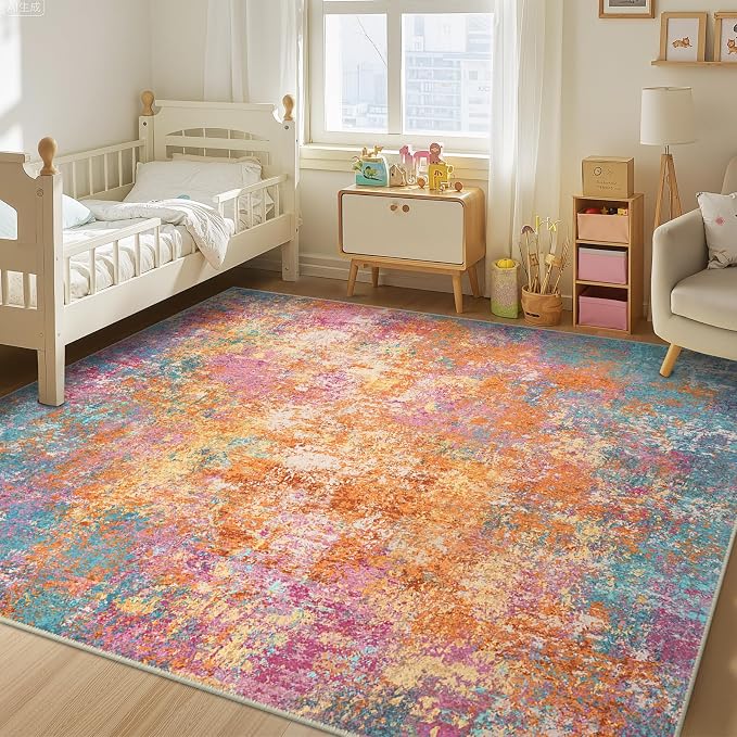 RELEANY Washable Area Rugs 6'x9' Non-Slip Modern Abstract Soft - Image 2
