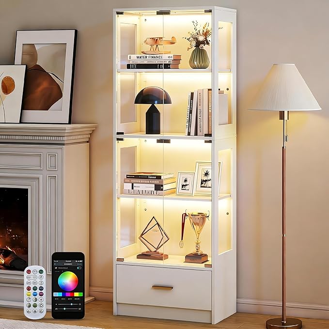 Lamtor 67-inch Glass Display Cabinet – Curio Cabinet by Lamtor