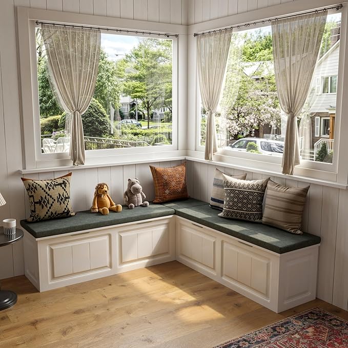 L Shape Storage Bench, Kitchen Breakfast Nook Bench, Backless Corner Bench Nook by TAMUNE