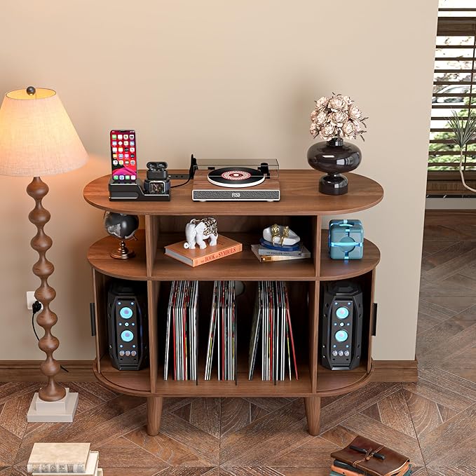 LUVIOHOME Large Round Record Player Stand - Image 4