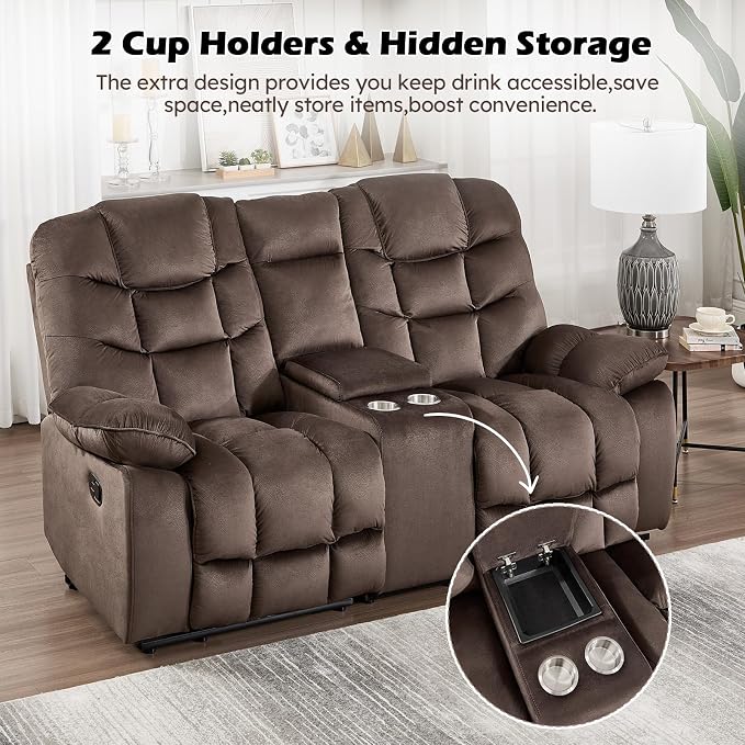 HAOMARKETS Manual Reclining Loveseat Sofa Set of 2 - Image 5