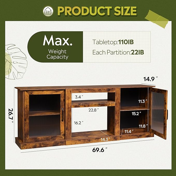 WLIVE Farmhouse TV Stand for 75 inch TV, Entertainment Center - Image 2
