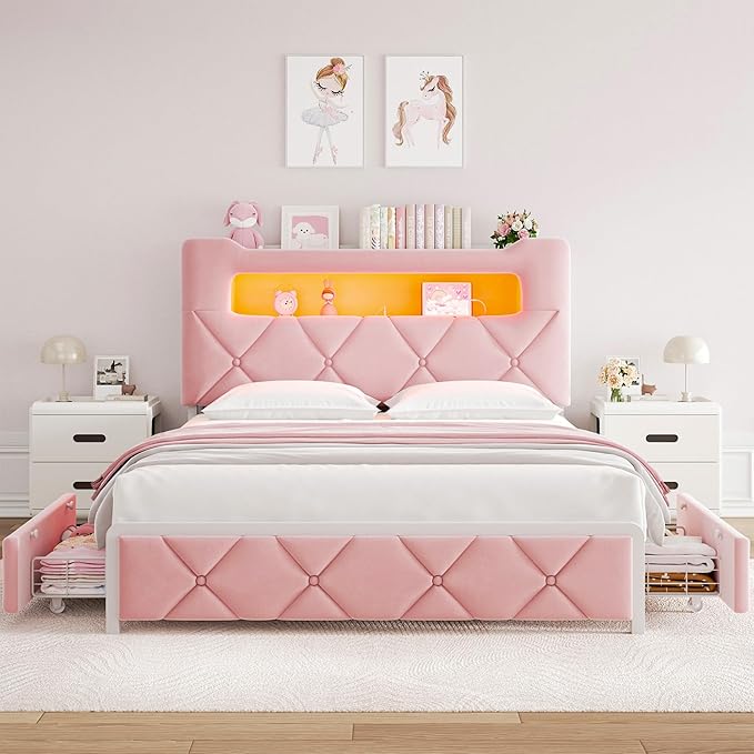 Full Upholstered LED Bed Frame - Image 8