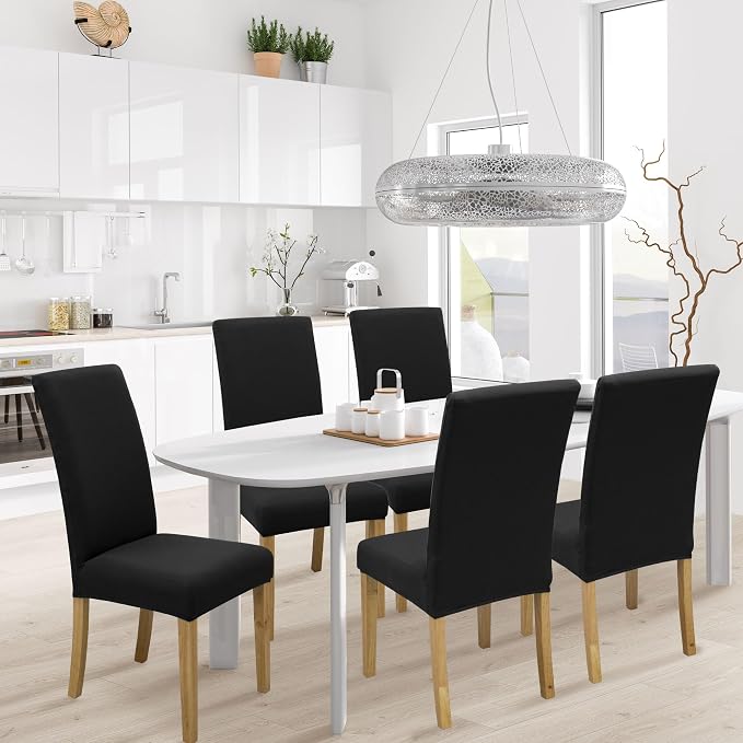 BIETYONE Stretch Dining Chair Covers Set of 8, Soft Removable Washable Kitchen - Image 2