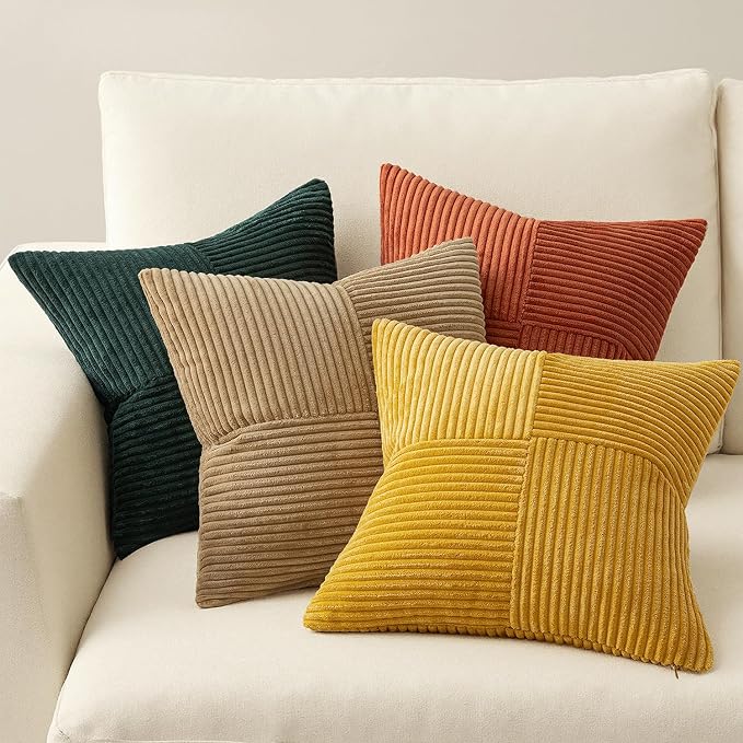 MIULEE Green Rust Throw Pillow Covers 18x18 Inch Set of 4 Boho Farmhouse Soft - Image 4