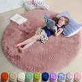 Amdrebio Blush Fluffy Round Rug 4Ft by Amdrebio