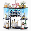 JKsmart Wine Bar Cabinet with LED Lights, Mini Wine Bar Cart with Storage and by JKsmart