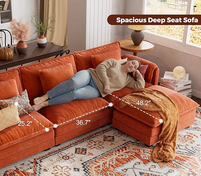ELUCHANG Oversized 150" Modular Sectional Sofa, Comfy Cloud Couch, U Shaped - Image 6