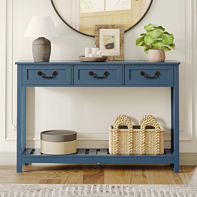 ChooChoo Console Table with 3 Drawers, Rustic Entryway Table, Narrow Long Sofa - Image 3