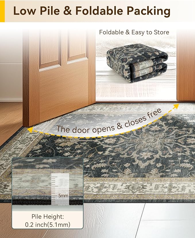 RELEANY Area Rugs 2'x6' Runner Rug Non Slip Washable - Image 6
