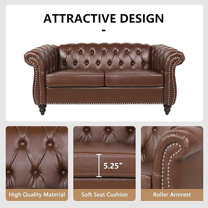 QHITTY 2 Piece Living Room Set, Sectional Chesterfield Sofa Chair Contemporary - Image 5