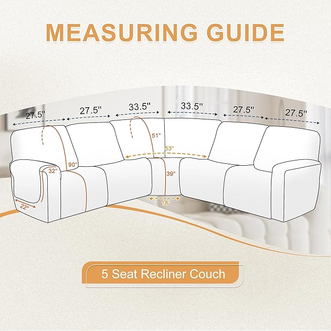 HDCAXKJ 100% Waterproof Reclining Sectional Couch Covers L Shape Recliner Sofa - Image 2