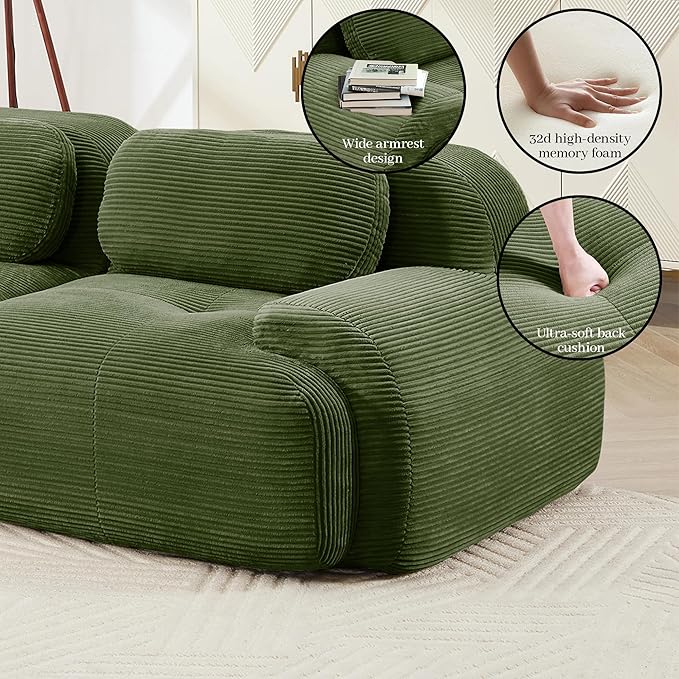 Boneless Sectional Couch, No Assembly Required, 117.3” Modular Cloud Sofa - Image 7