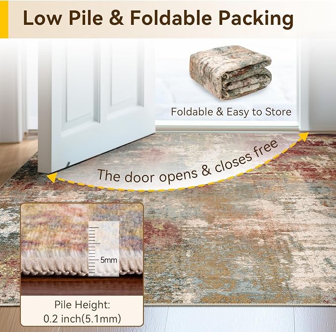 RELEANY Washable Area Rugs 3'x5' Non-Slip Modern Abstract Soft - Image 6