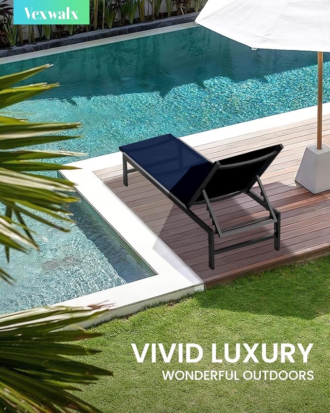 Vexwalx Outdoor Lounge Chair for Pool, Aluminum Chaise Lounge Chairs - Image 2