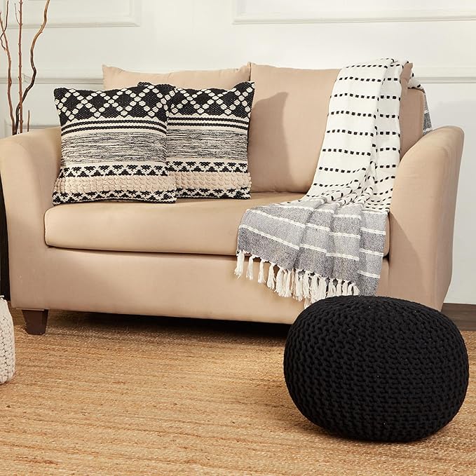 REDEARTH Round Pouf Foot Stool Ottoman - Image 2