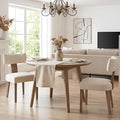 HNY Mid Century Modern Dining Chairs, Linen Fabric Upholstered and Curved by HNY