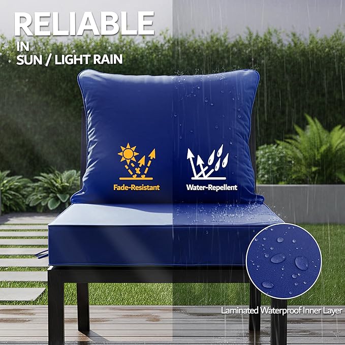 24x24 Inch Outdoor Chair Cushions Set of 2, Patio Furniture Cushions - Image 3