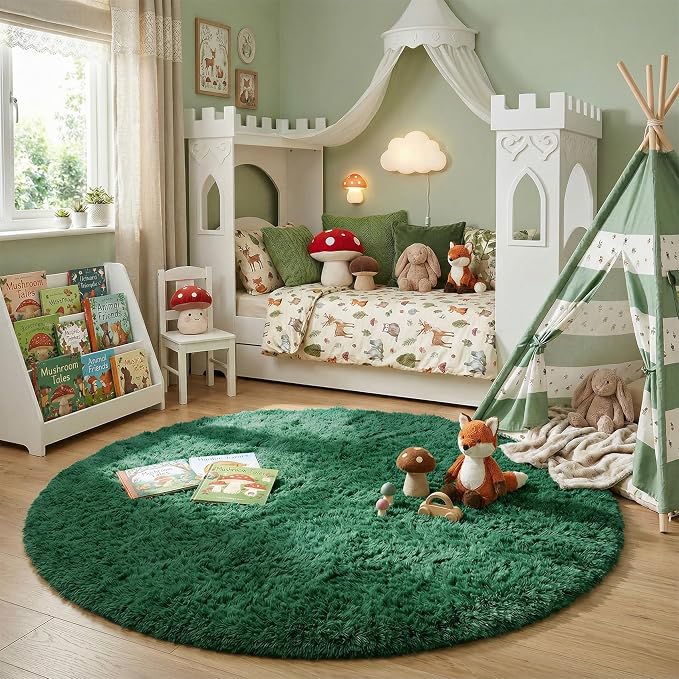 Amdrebio Dark Green Round Rug 6Ft - Image 9