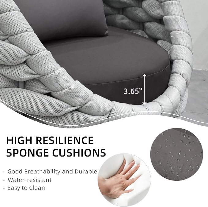 TWT Aluminum Patio Furniture Set Three Seater Sofa Outdoor Furniture Set - Image 2