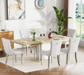 Henf 63"-79" Dining Table Set for 6, 7 Pieces Extendable Dining Table and 6 by Henf