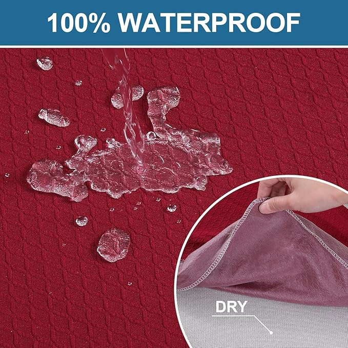 Smiry Waterproof Seat Covers for Dining Room Chairs Set of 8, Stretch Jacquard - Image 3