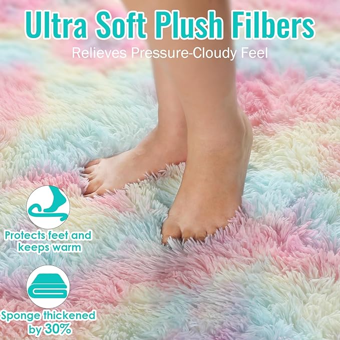 PAGISOFE 8x10 Rainbow Large Area Rug, Plush Rugs - Image 5