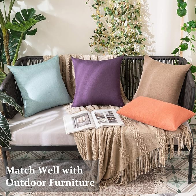 MIULEE Pack of 2 Decorative Outdoor Solid Waterproof Throw Pillow Covers Spring - Image 5