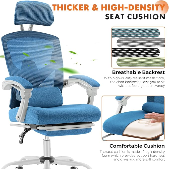 Sweetcrispy Office Computer Desk Chair, Ergonomic High-Back Mesh Rolling Work - Image 4