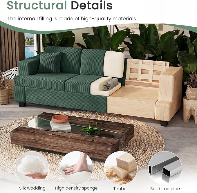 YOUDENOVA 2 Piece Set Comfy Sofa Couch, 3-Seater Sofa * 2 - Image 6