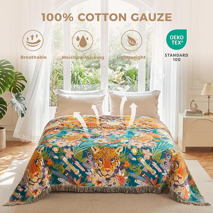 LUTBM Throw Blanket for Bed Couch Sofa Soft Cotton Twin Breathable Summer - Image 4