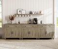 WAMAPT Buffet Cabinet with 6 Doors and 3 Drawers, Large Coffee Bar Table Wood by WAMPAT
