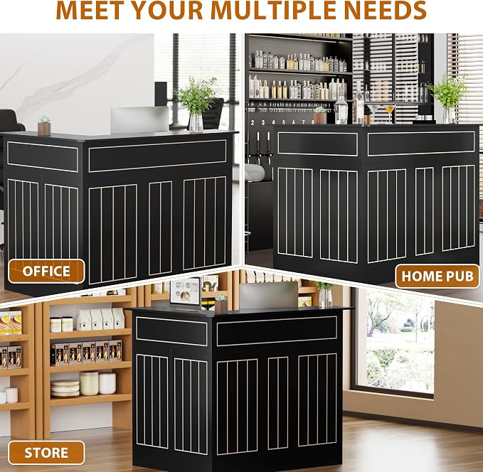 L-Shaped Home Bar Unit with Power Outlet, 4-Tier Corner Liquor Bar Cabinet with - Image 9