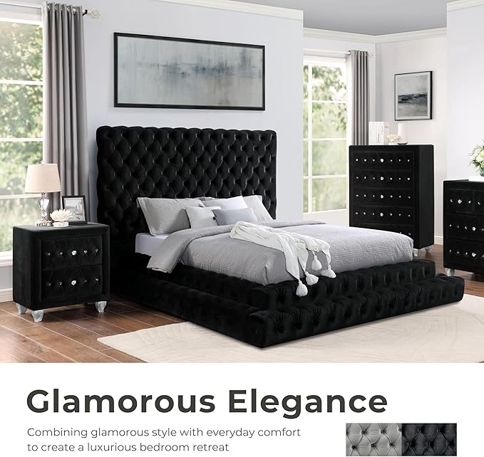Furniture of America Sable Fabric Upholstered Step Up King-Size Platform Bed - Image 7