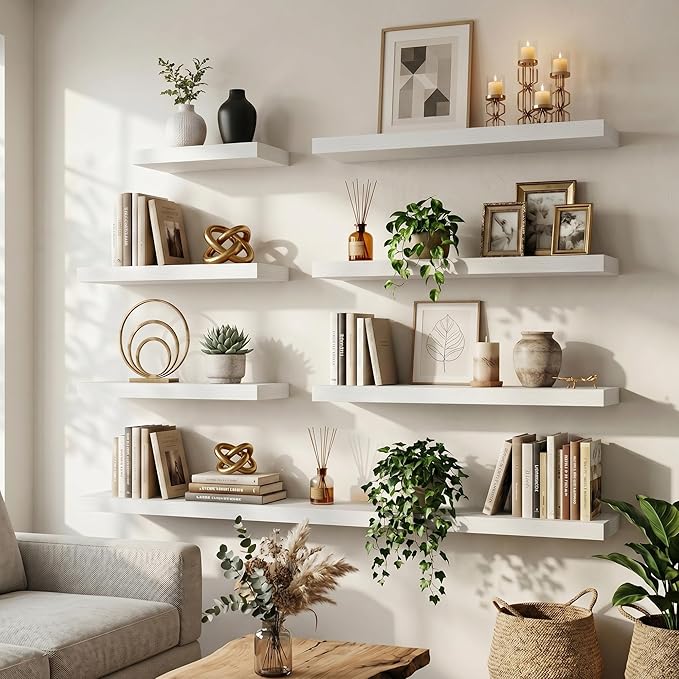 FLYJOE Floating Shelves for Wall, 48 Inch Floating Shelves Set of 2, Kitchen - Image 3