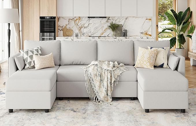 Huatean Home 114.17" Modular Sectional Sofa, 6 Seat Modular Couch by huateanhome