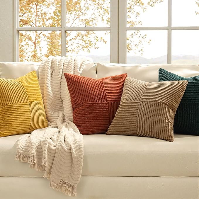 MIULEE Green Rust Throw Pillow Covers 18x18 Inch Set of 4 Boho Farmhouse Soft - Image 2