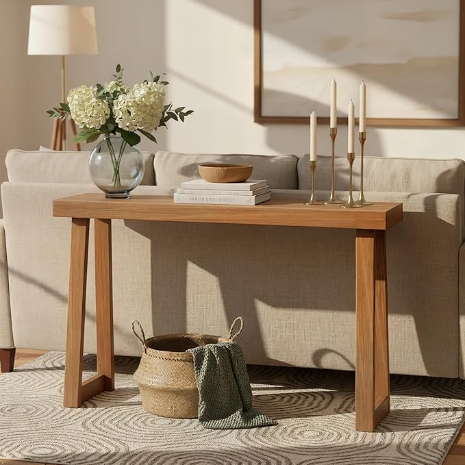 Plank+Beam Solid Wood Console Table, 56 Inch, Sofa Table, Narrow Entryway Table - Image 4