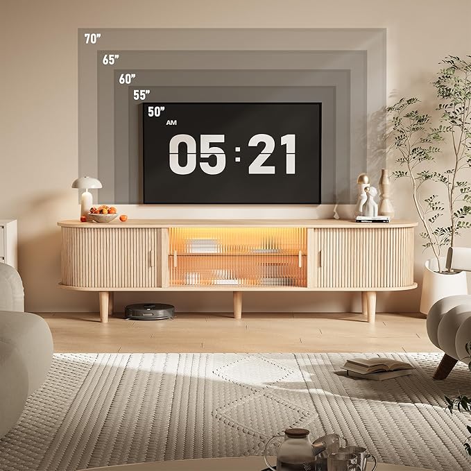 70" Fluted TV Stand with LED Lights - Image 3