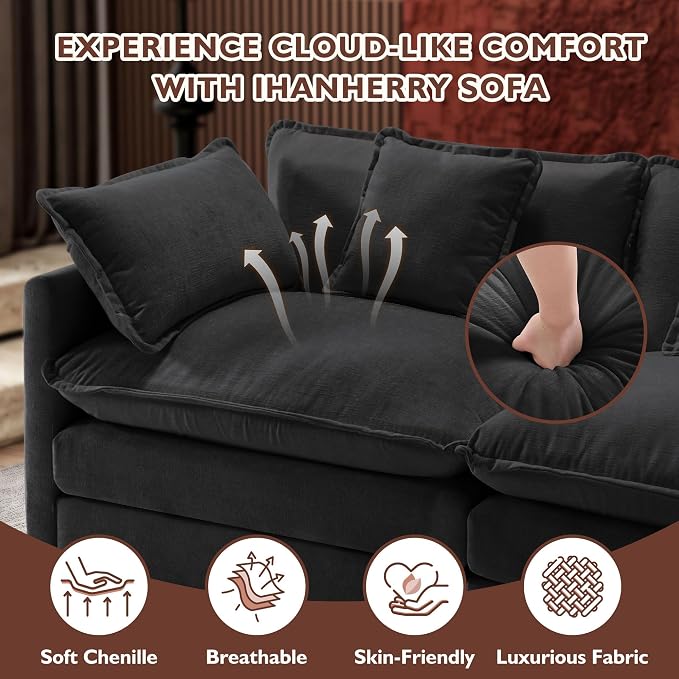 Ihanherry U-Shaped Modern Sofa 146" Modular Sectional Cloud Couch - Image 5