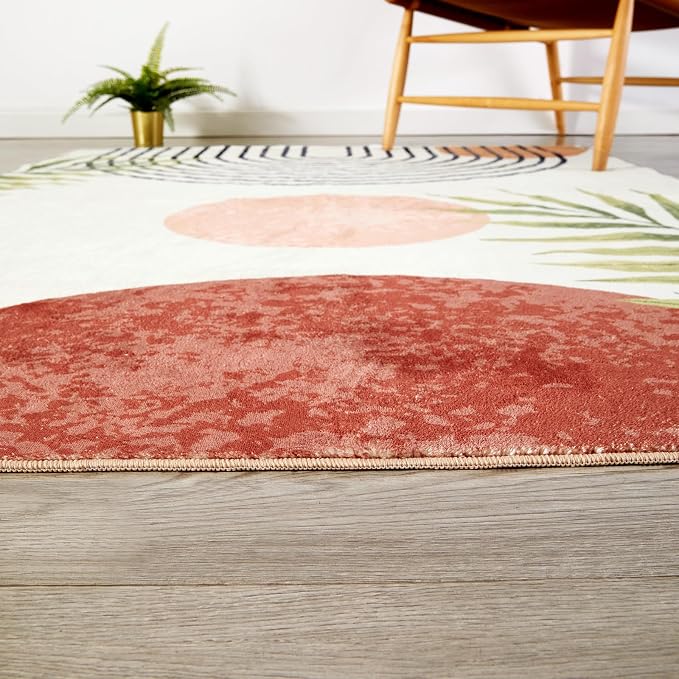 RoomTalks Mid Century Modern Washable Rug, Boho Cute Aesthetic 4x6 Area Rugs - Image 7