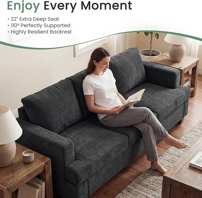 YOUDENOVA 2 Piece Set Comfy Sofa Couch, 2 3-Seater Sofa - Image 4